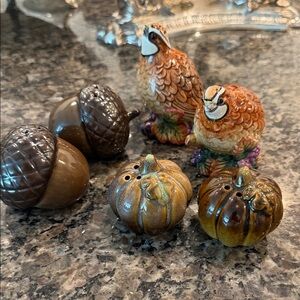Ceramic Bird and Acorn Salt and Pepper Shakers